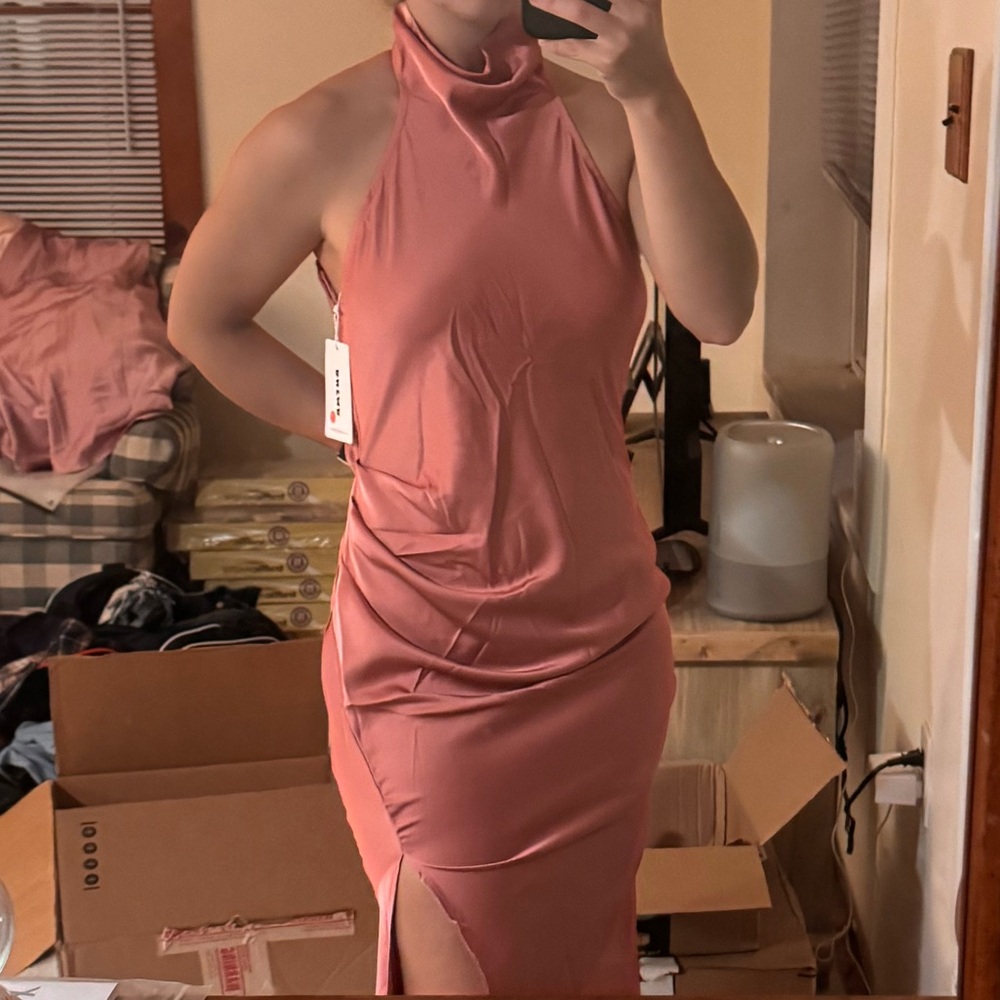 Pink satin dress size M NWT